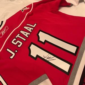 Autographed J Staal National Hockey League #11 Official License Jersey